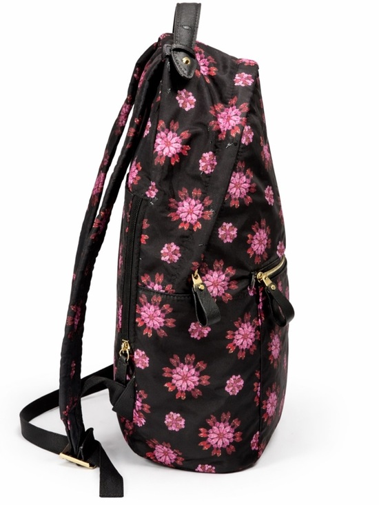 Michael Kors Black Backpack with Pink & Red Floral Dot Print main image 9